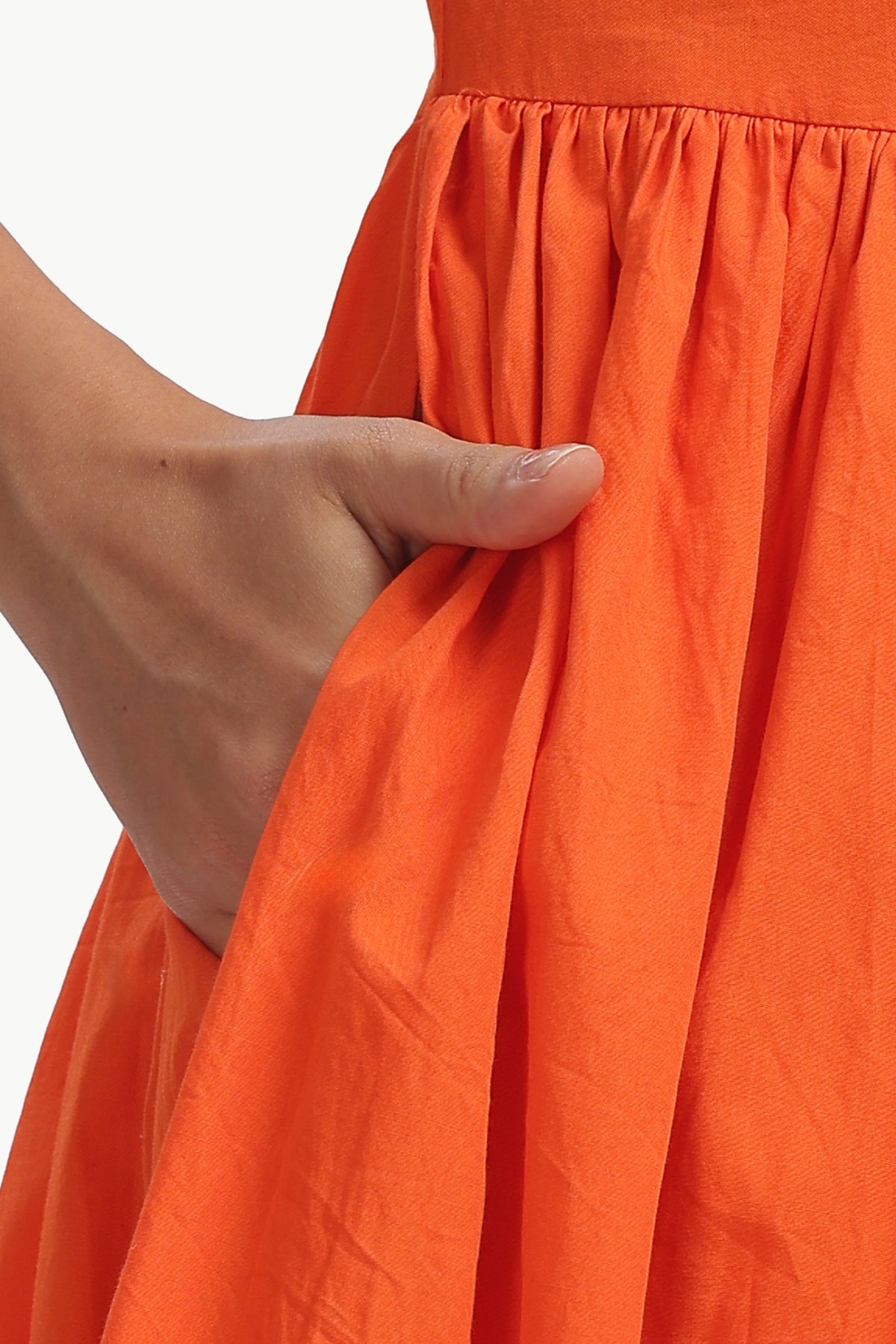 Orange Cotton Padma Midi Dress For Women