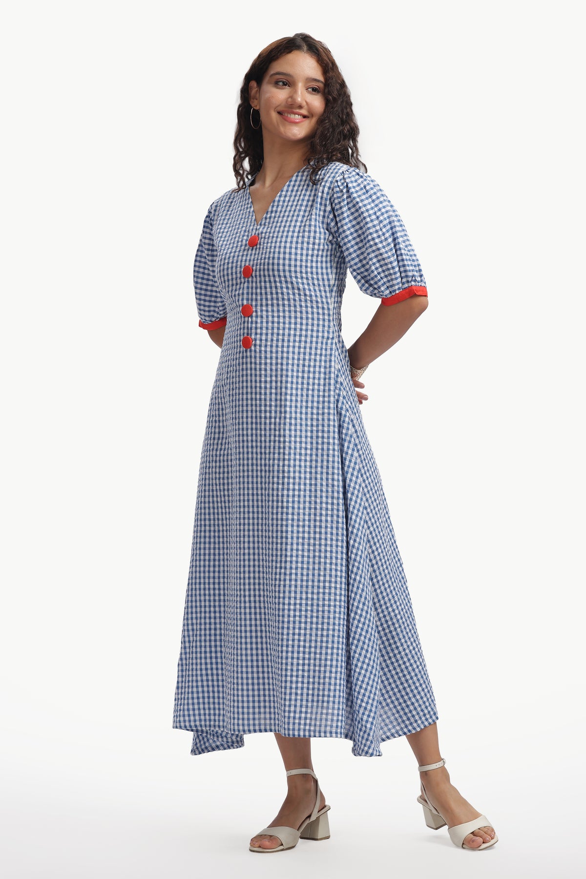 Black and White Cotton Seersucker Neelambari Maxi Dress For Women