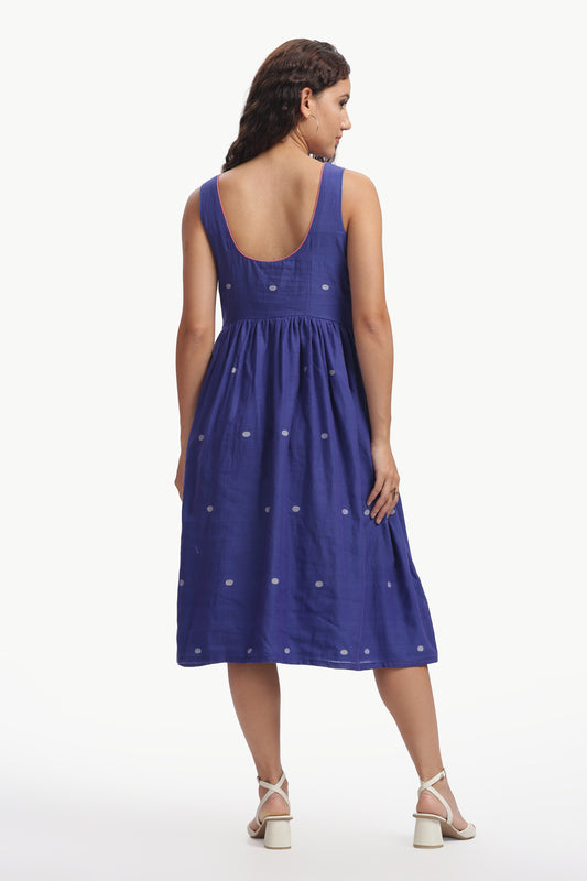Blue Mul Jamdani Navilu Dress For Women