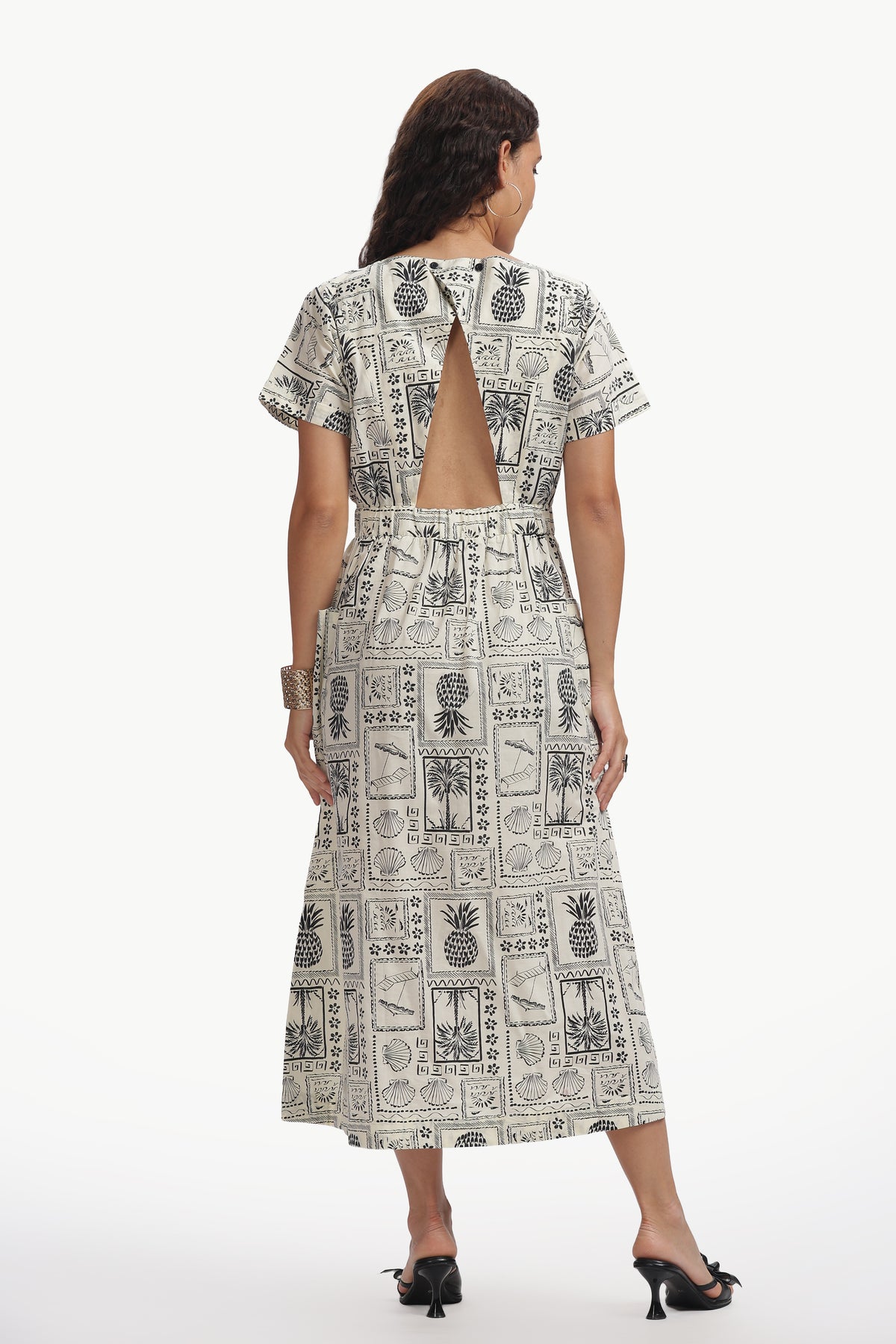 Black and White Pure Cotton Poplin Ambika Dress for Women