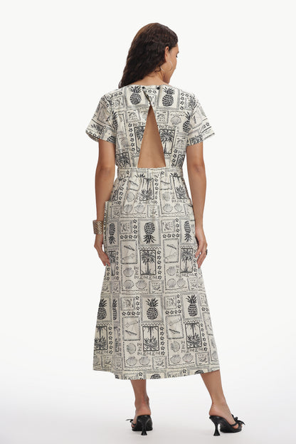 Black and White Pure Cotton Poplin Ambika Dress for Women