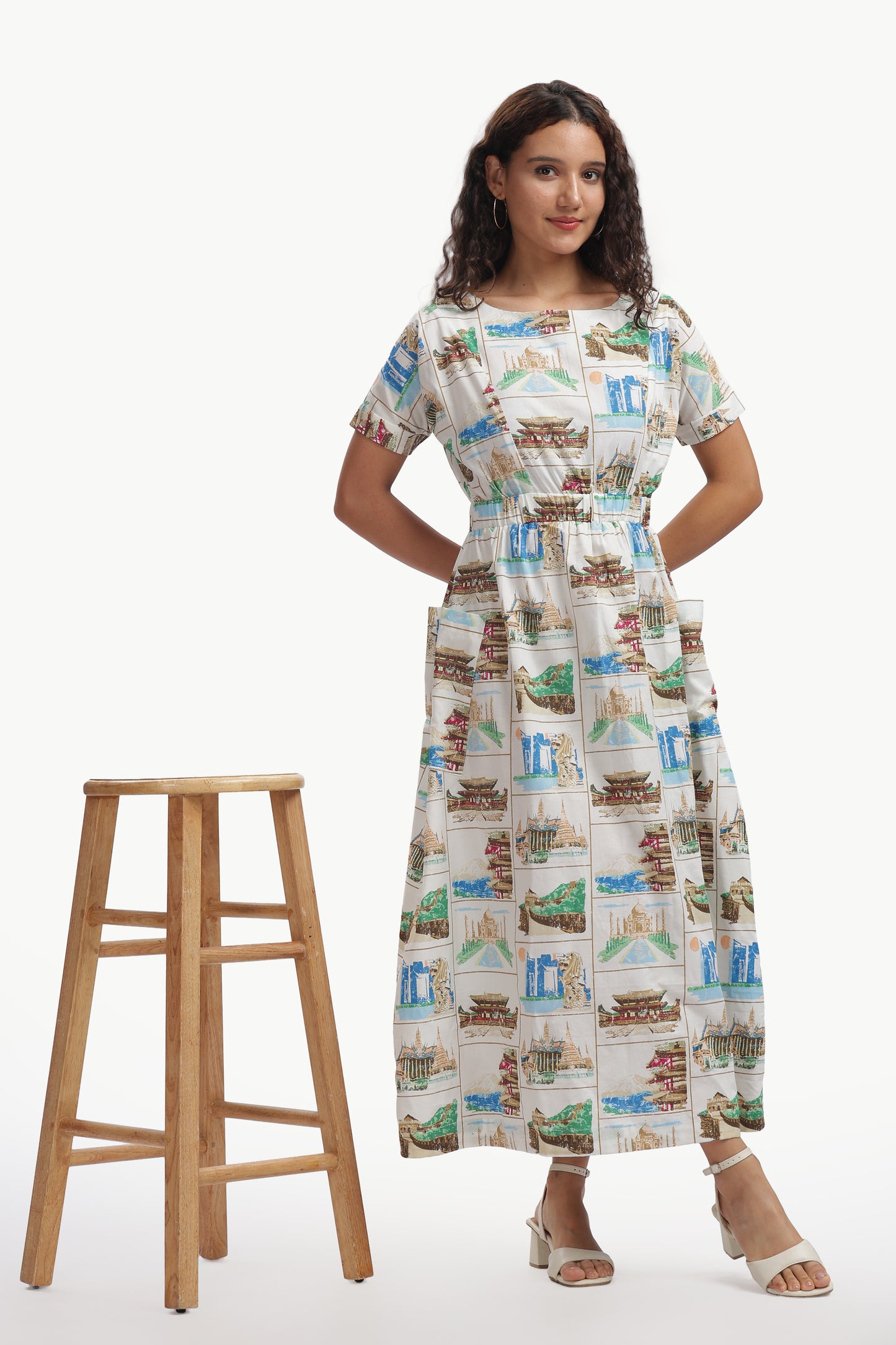 Multicolor Cotton Poplin Yaana Dress for Women