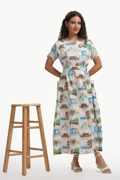 Multicolor Cotton Poplin Yaana Dress for Women