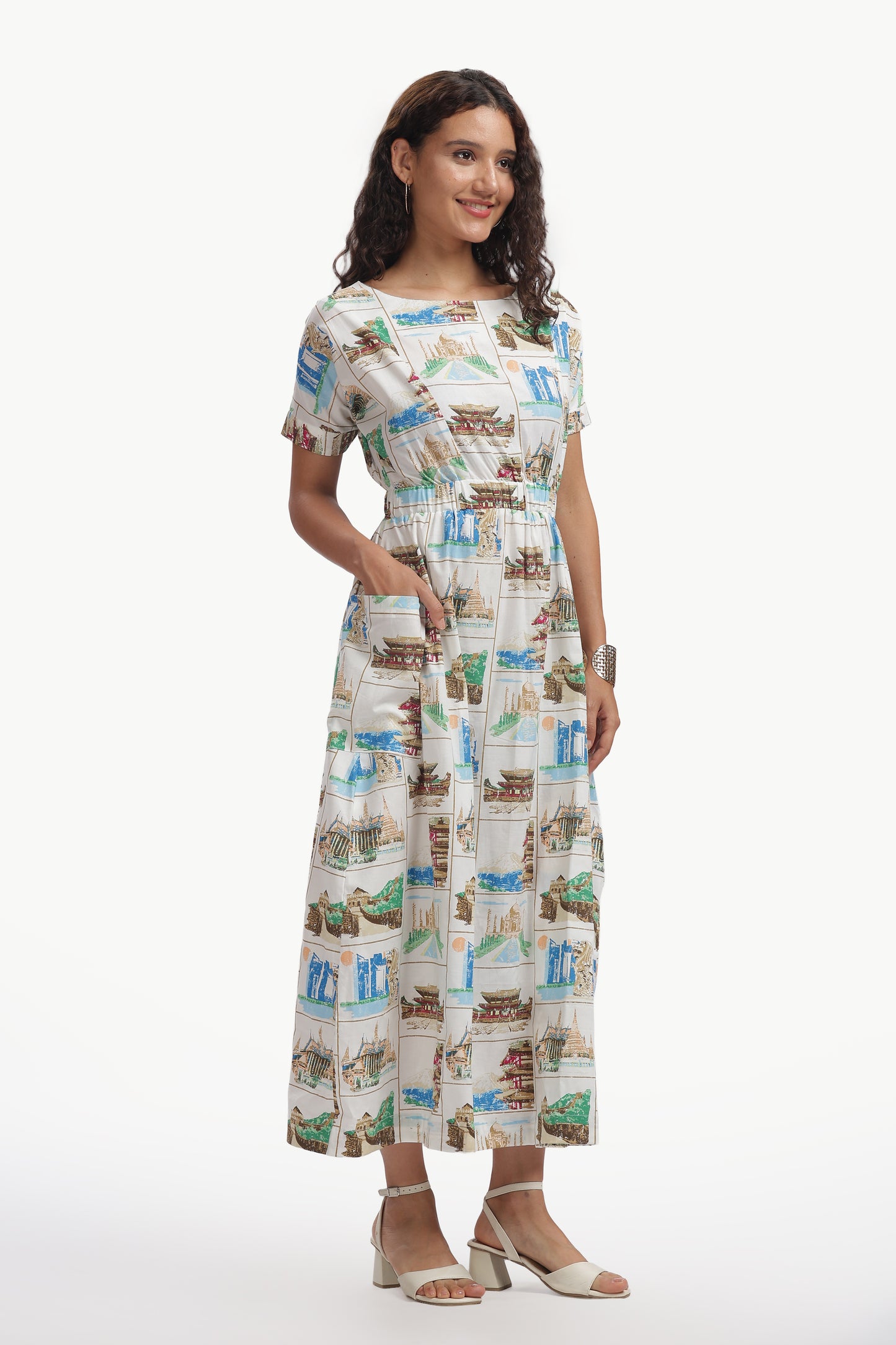 Multicolor Cotton Poplin Yaana Dress for Women