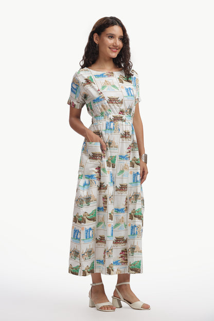 Multicolor Cotton Poplin Yaana Dress for Women