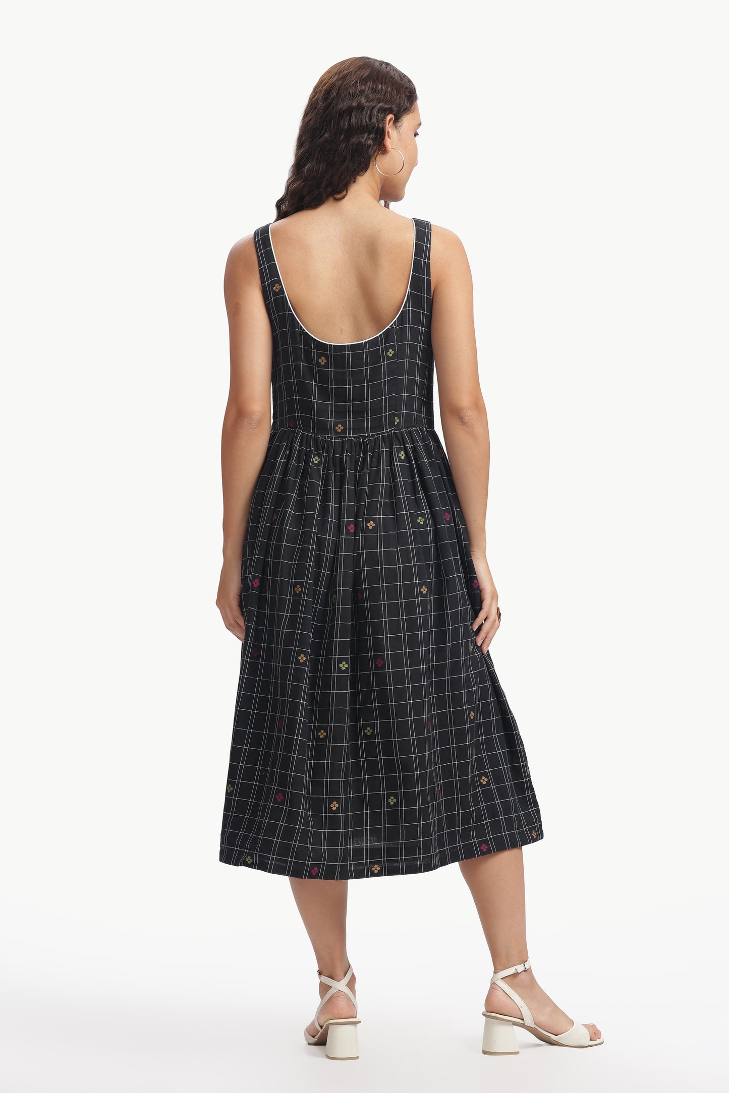 Black Cotton Mul Kasthuri Jamdani Dress For Women