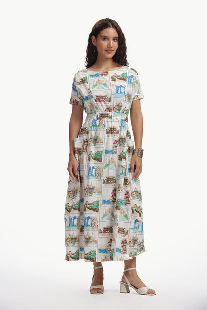 Multicolor Cotton Poplin Yaana Dress for Women